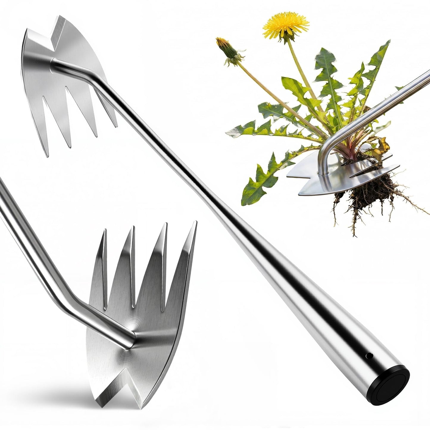 Weed Puller Tool, Heavy-Duty Stainless Steel Garden Hand Weeding Tool