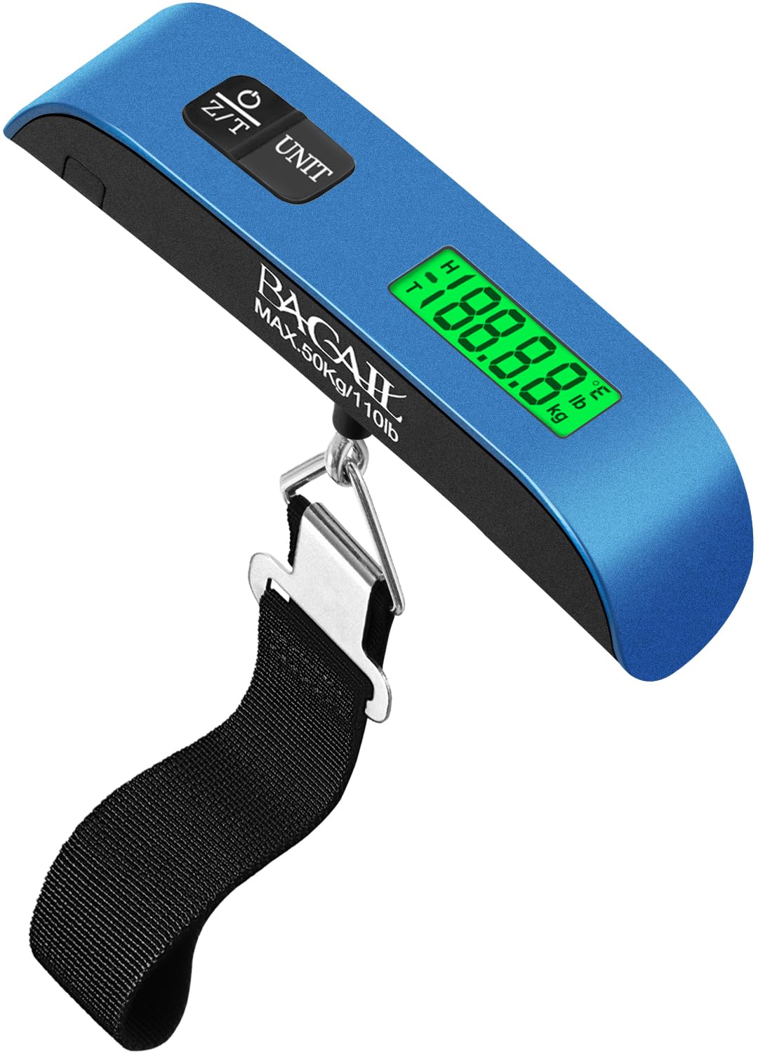 BAGAIL Digital Luggage Scale, 110lbs Hanging Baggage Scale with Backlit LCD Display,Portable Suitcase Weighing Scale,Travel Luggage Weight Scale with Hook,Strong Straps for Travelers(Black)