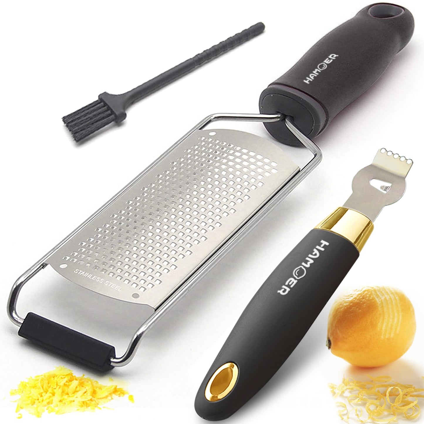 HAMOER Lemon Citrus Zester Channel knife for Lemon Twist Grates 2in1 Tool
