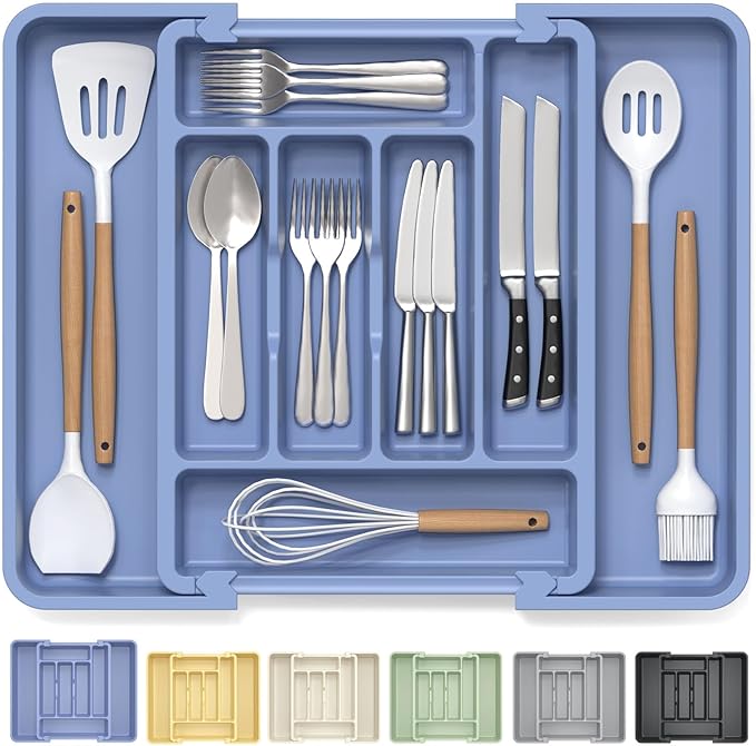 Caperci Large Silverware Organizer Tray for Kitchen Drawer Utensils Thicker