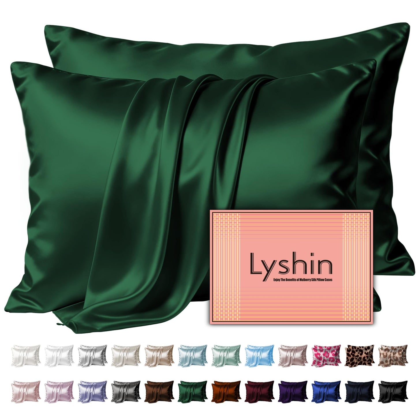 LYSHIN Silk Pillow Cases Standard Size with Hidden Zipper, Leopard