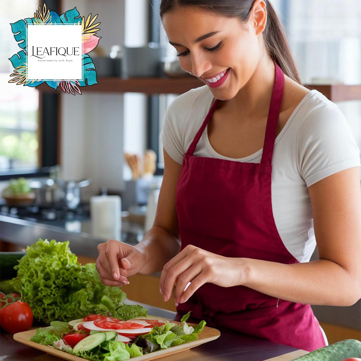 LEAFIQUE 200 Pack 10” Square Disposable Plates – Heavy Duty & Sturdy, Better Than Paper or Plastic – Bulk Party Plates for Catering, Party, BBQ, Weddings & Events – Eco Friendly, Compostable