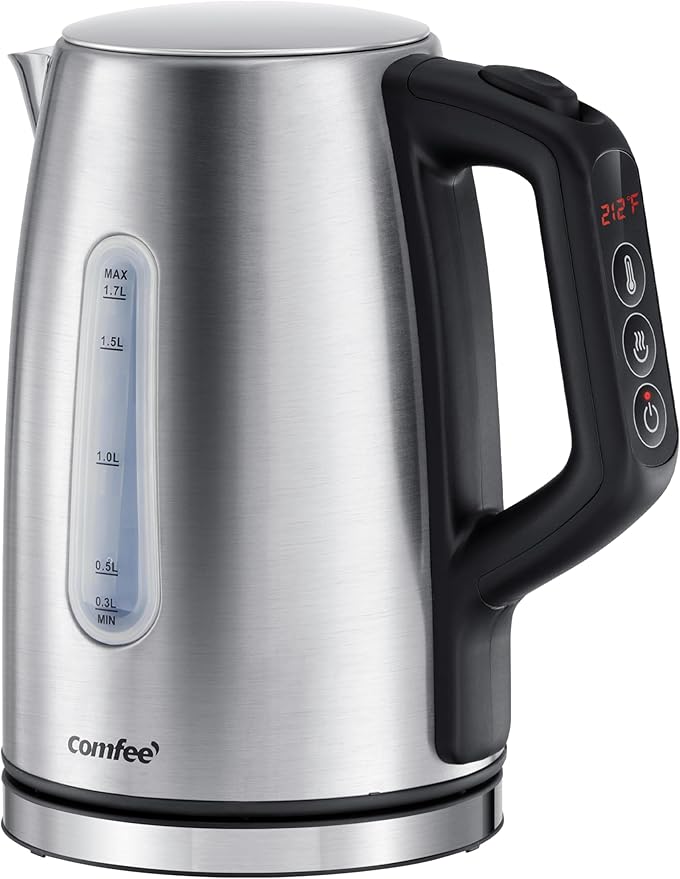 COMFEE' Stainless Steel Temperature-Control Kettle, 1.7L with 6 Preset Mode
