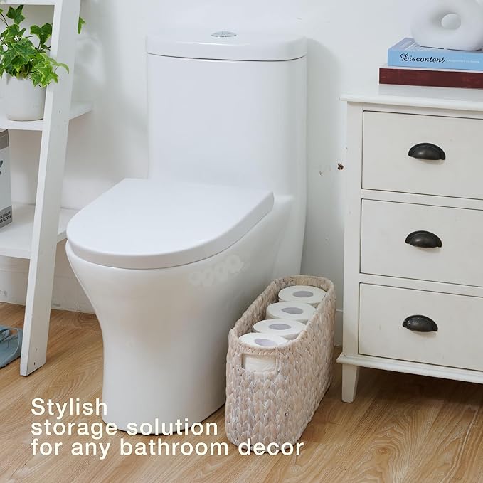 Toilet Paper Storage Basket, Toilet Paper Holder with Storage for Up to 8 Rolls, Rattan Bathroom Accessories