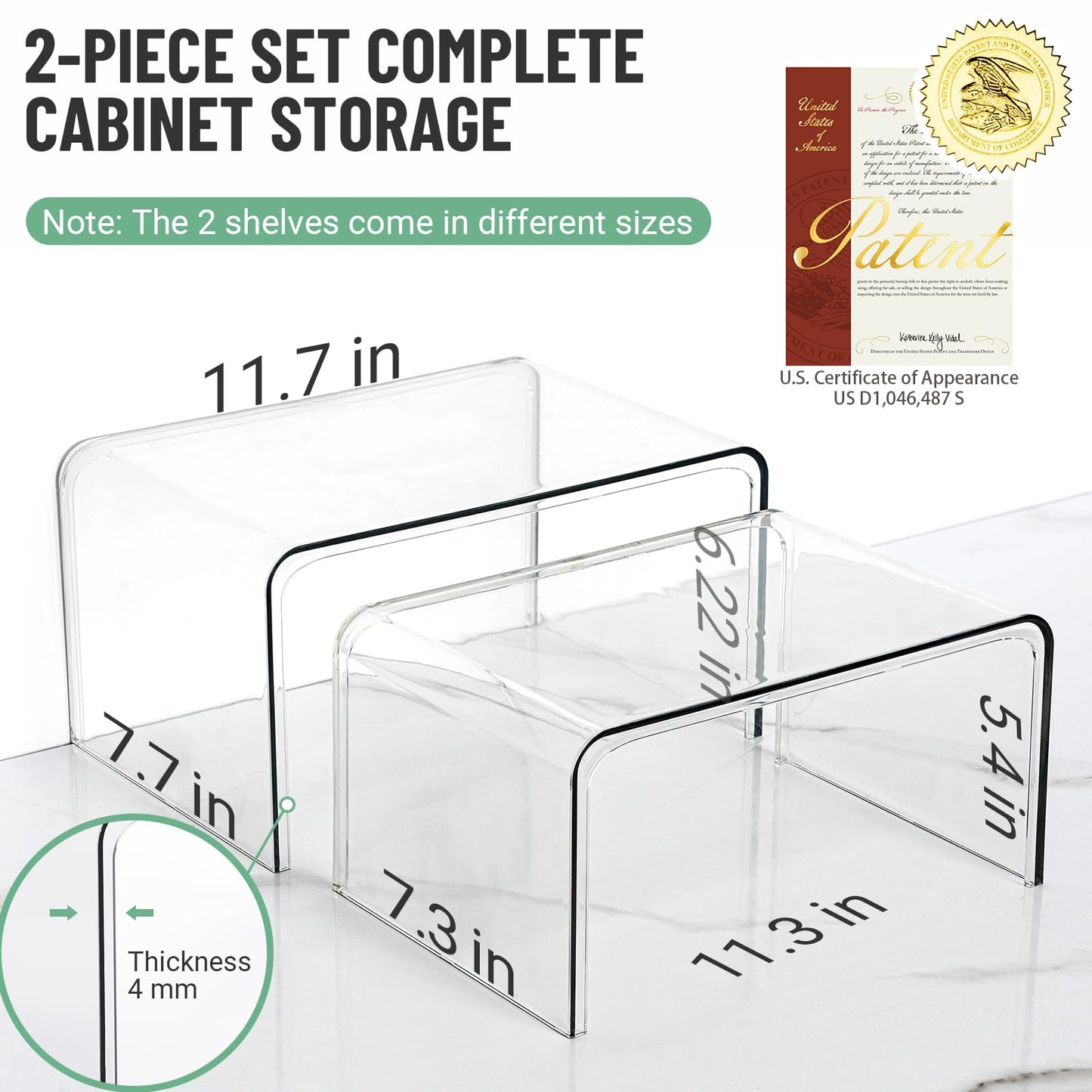 Bobomoment Clear Cabinet Organizer, Stackable Shelf Organizer Set of 2