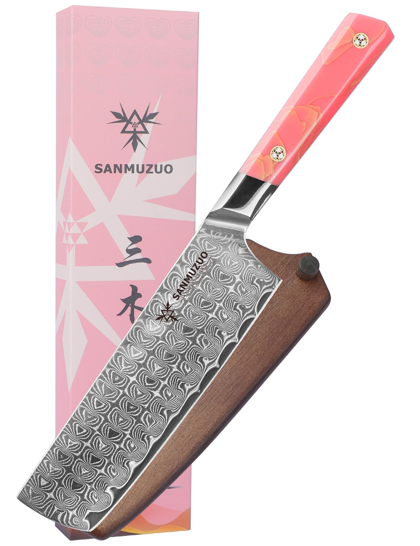 SANMUZUO Kitchen Chef Knife 8 Inch, Professional Kitchen Knife, Ultra Sharp Damascus Powder Steel with Full-tang Resin Handle, SHENG Series