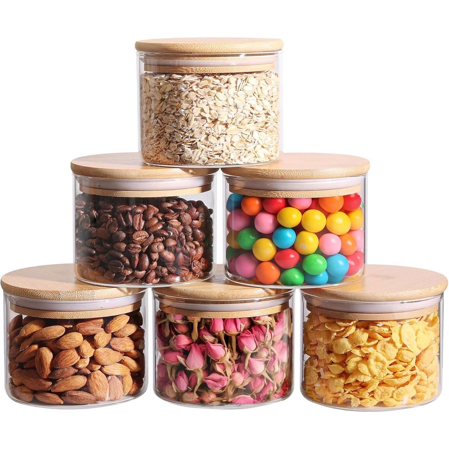 ComSaf Glass Storage Jars 6 Pack, Pasta Containers, Pantry Organization