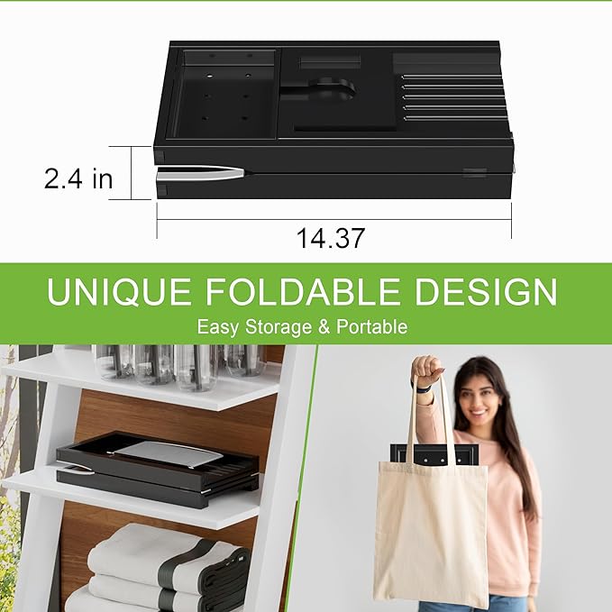 Bathtub Caddy Tray for Tub,Foldable Bath Table Trays,Bamboo Shelf with Book and Wine Glass Holder,Bathroom Accessories Suitable for Luxury Spa or Reading,Black