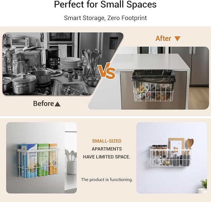 2 Pcs Magnetic Basket Fridge Dryer Ball Holder for Laundry Room Organization and Storage, Magnetic Lint Bin Home Organization for Laundry Room, Kitchen & Office Class School (White, L&XL-2pcs)