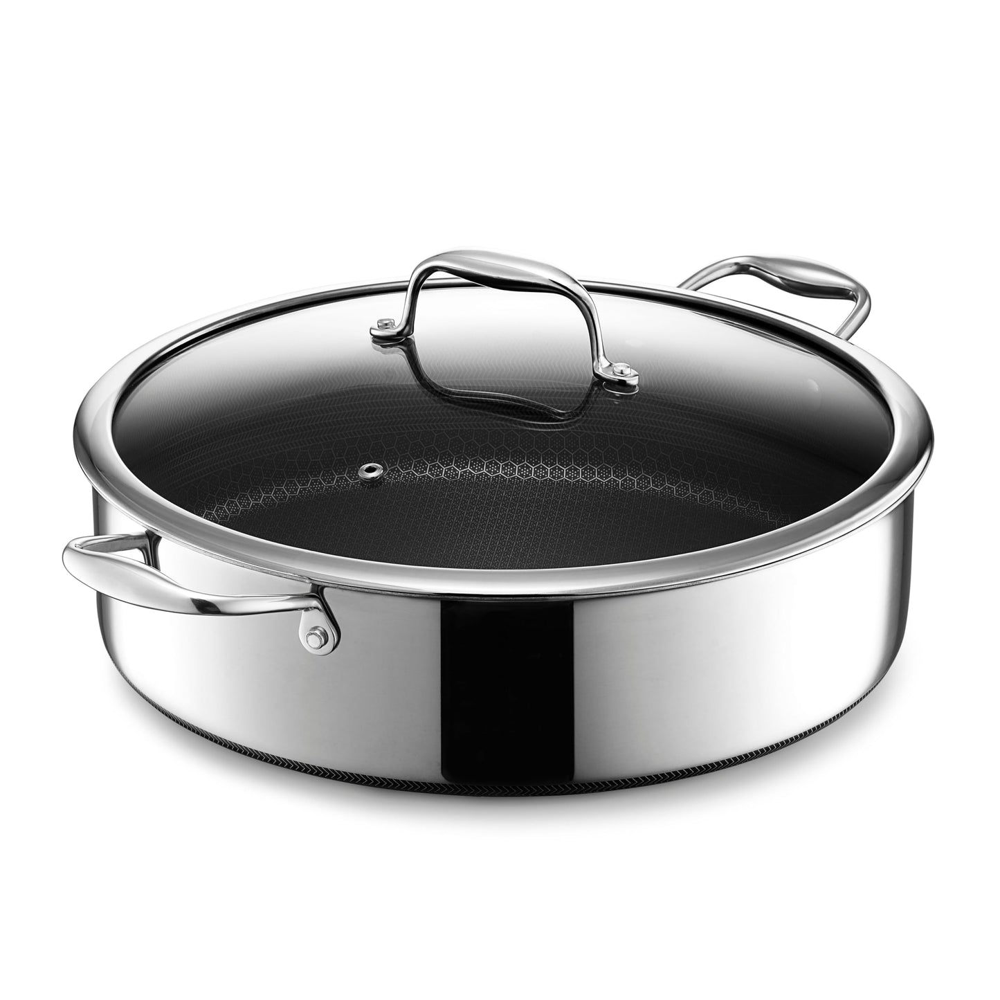 HexClad 4.5 Qt Hybrid Nonstick Deep Sauté Frying Pan & Lid, Induction Ready