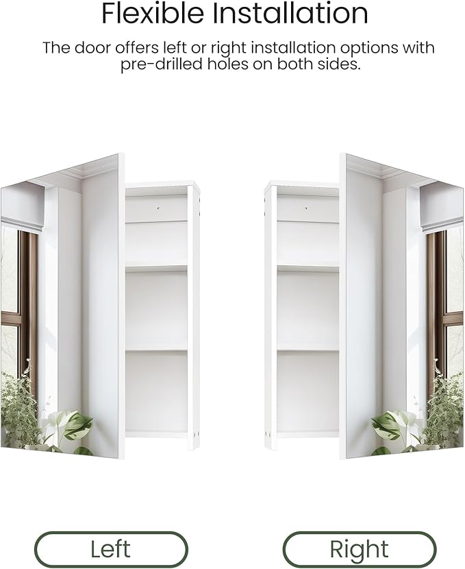 Wall-Mounted Bathroom Vanity with Mirror, Medicine Cabinet with Storage Function, Hanging Storage Cabinet, Adjustable Shelves, White