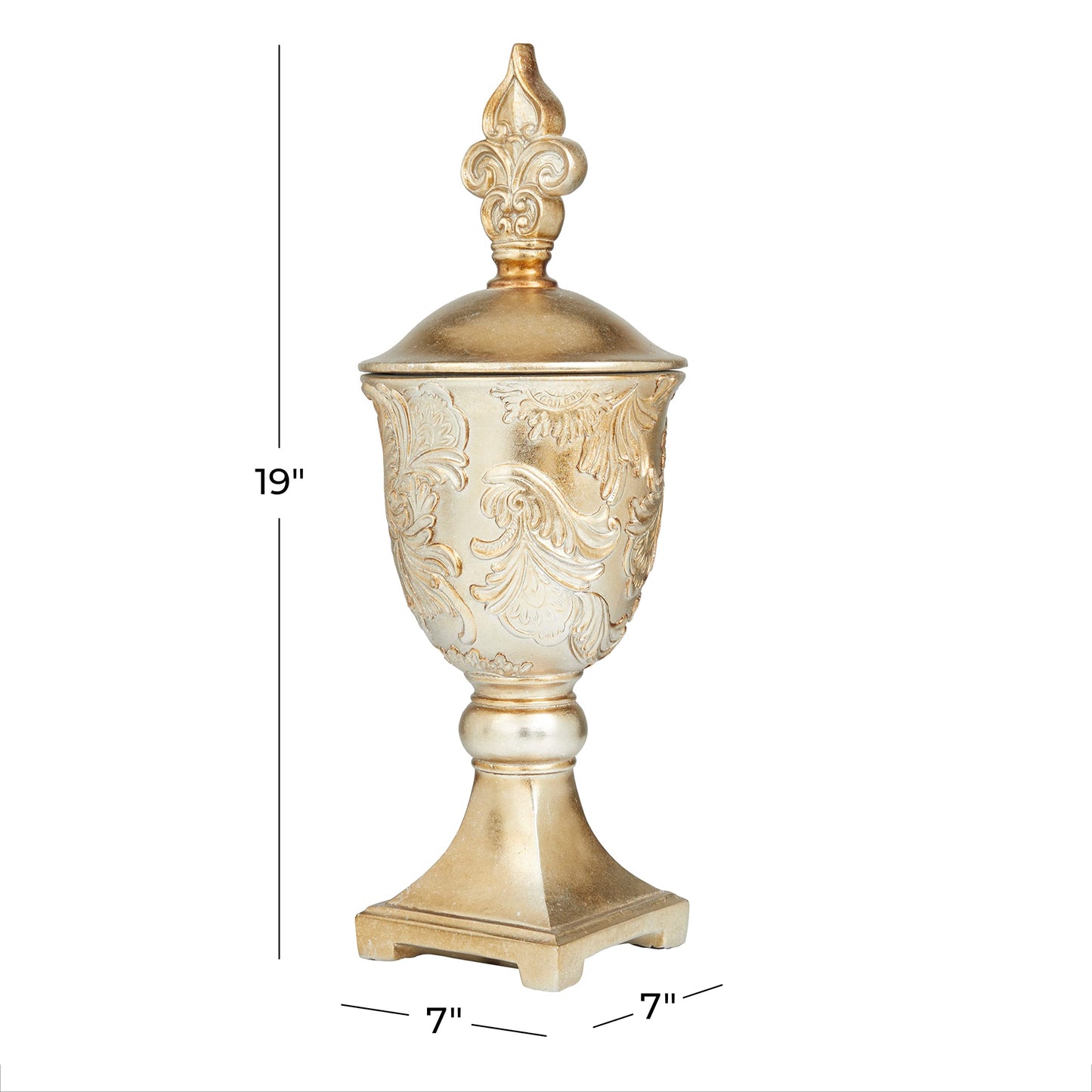 Deco 79 Polystone Solid Decorative Jars, 7" x 7" x 19", Gold