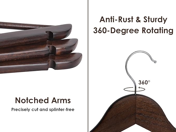 StorageWorks Wooden Coat Hanger, Wood Clothes Hangers, Walnut Brown, 0.5" T (20 Pack)