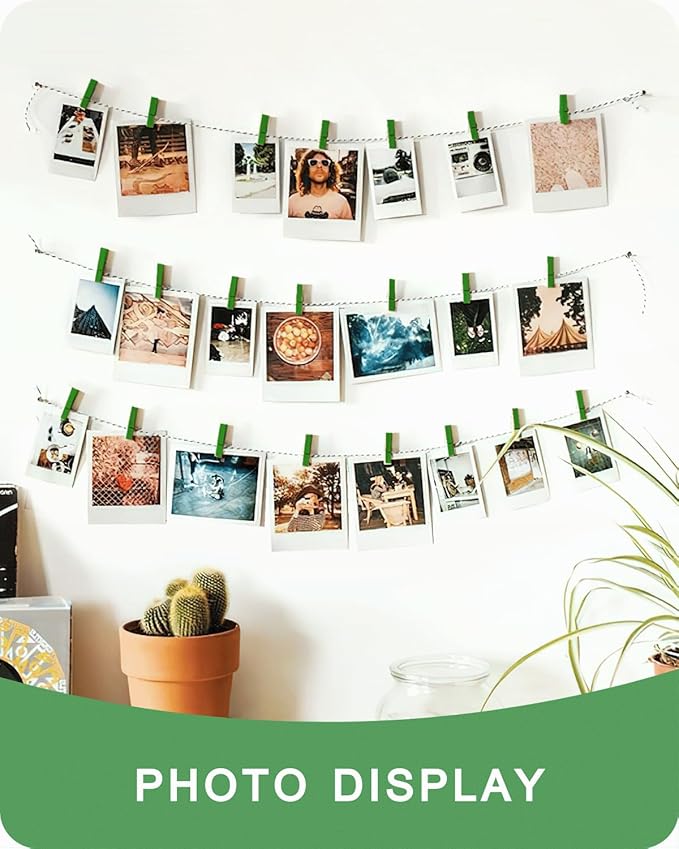 Mini Clothes Pins Wooden Colored Green Small Clothespins for Photo 1.4 Inch 50 PCS, Tiny Clips Close Pin for Baby Shower Classroom Crafts Project Decorations Hanging Pegs