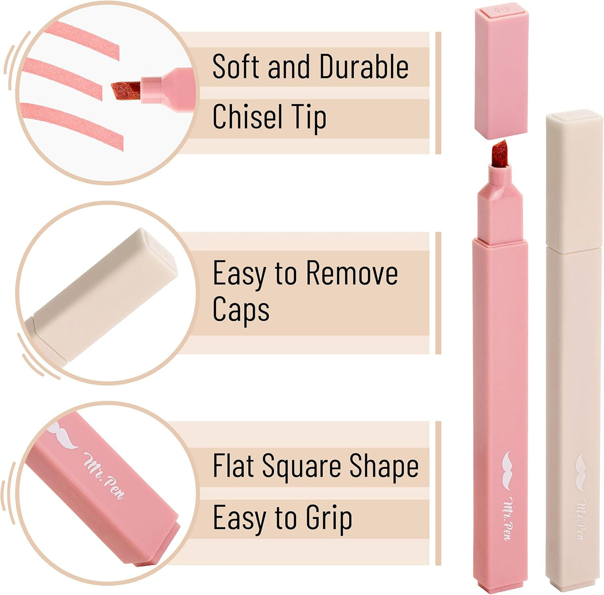 Mr. Pen- Aesthetic Highlighters, 8 pcs, Chisel Tip, Vintage Colors, No Bleed Bible Highlighter Pastel, Highlighters Assorted Colors