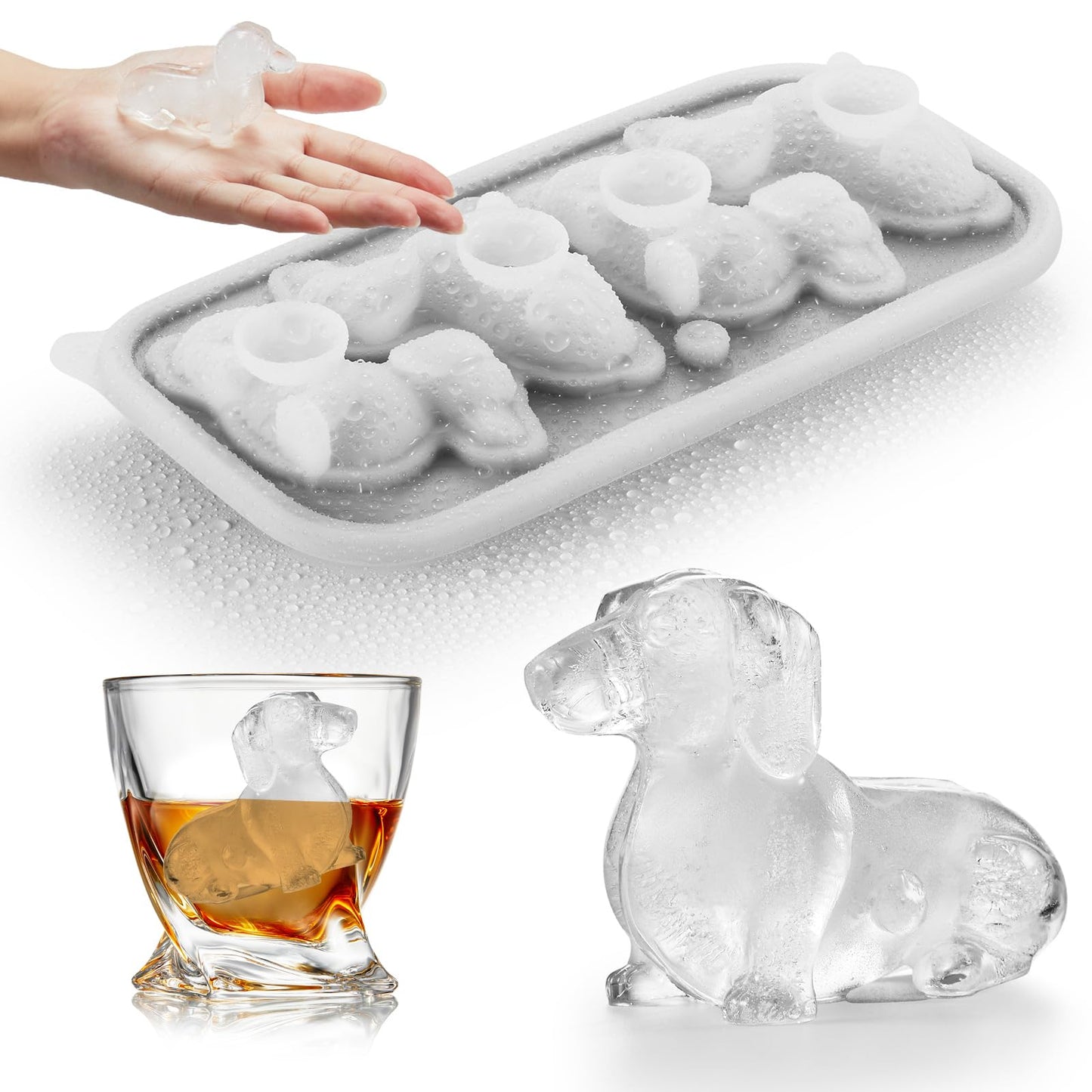 ACOOKEE French Bulldog Ice Cube Mold, Fun Shapes Frenchie Bull Dog Ice Cube Tray, Silicone Dog Treat Mold, Cute Novelty French Bulldog Gifts for Baking & Freezing Decor, BPA Free & Heat Resistant