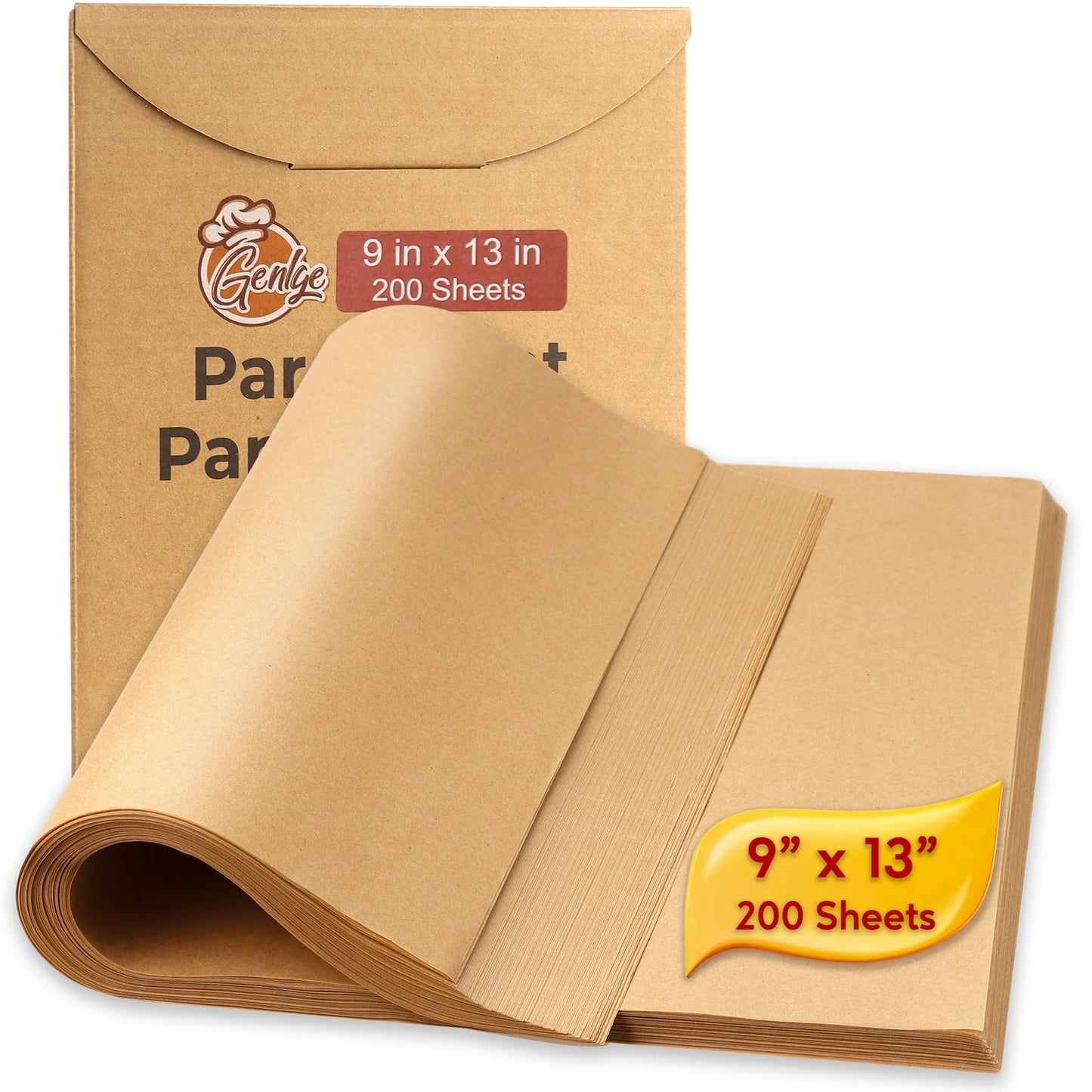 200 Sheets Precut Parchment Paper, 12x16.5 Inches, Non-Stick, Unbleached