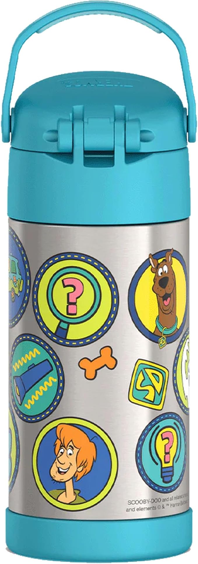 THERMOS FUNTAINER Water Bottle with Straw - 12 Ounce - Kids Stainless Steel Vacuum Insulated Water Bottle with Lid, Scooby-Doo