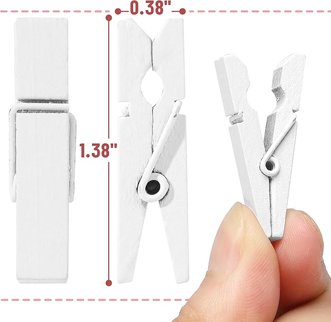 Mr. Pen- Wooden Clothes Pins, Natural Wood, 132 pcs, 1.4 Inch, White Mini Clothes Pins for Hanging Pictures, Small Clothes Pins Wood, Clothing Pins, Mini Clothespins for Photos, Small Clothes Pin
