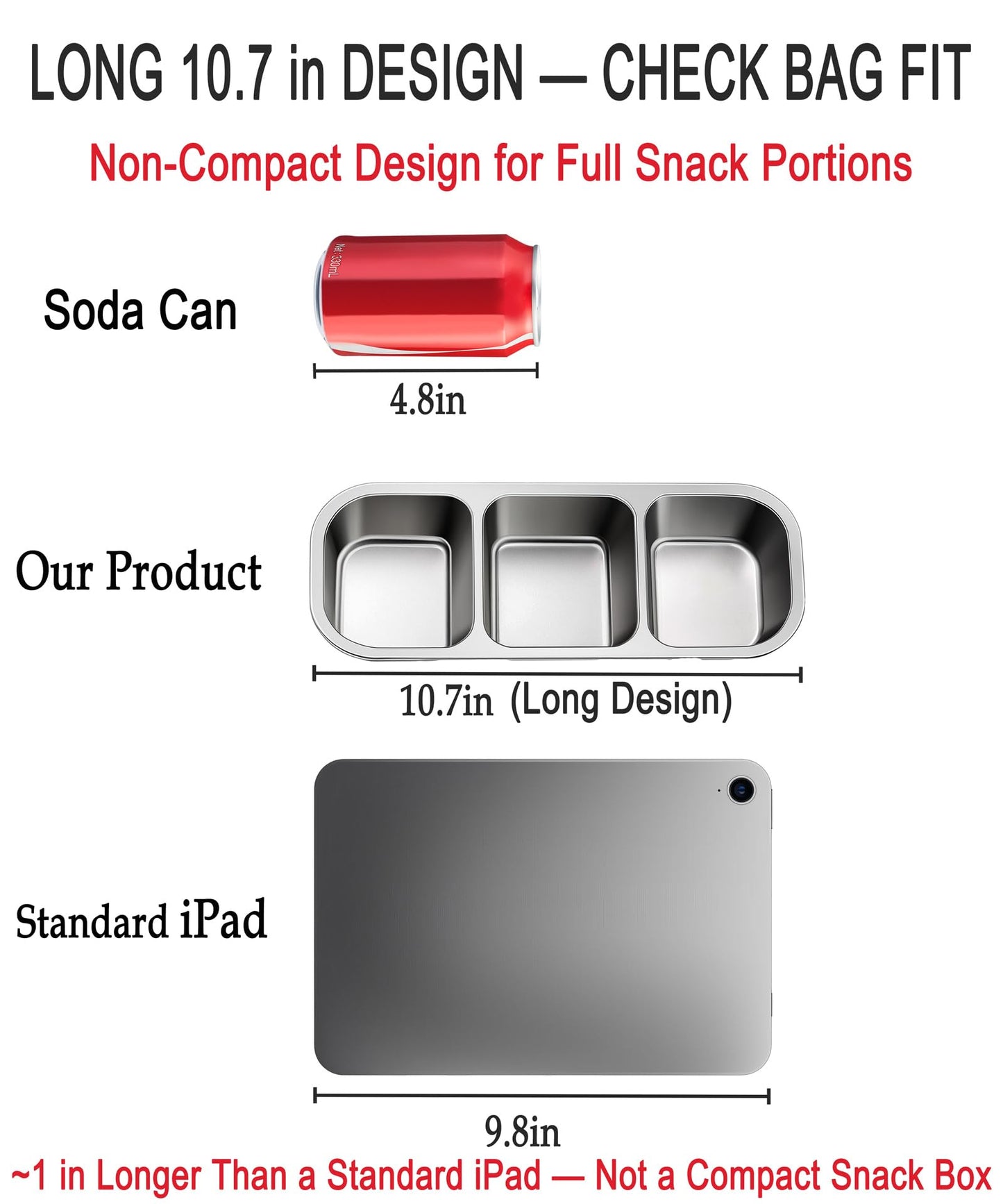 3-Pack Stainless Steel Snack & Lunch Containers for Kids & Adults, 21 oz