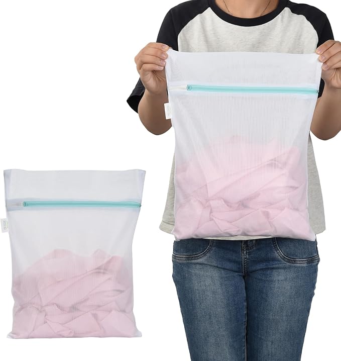 OTraki Mesh Laundry Bag for Delicates 12x16 inch Small Laundry Wash Bags for Washing Machine with Reinforced Zipper for Delicates Bra Socks Underwear, Don't Drying, Melting 140-176℉ White