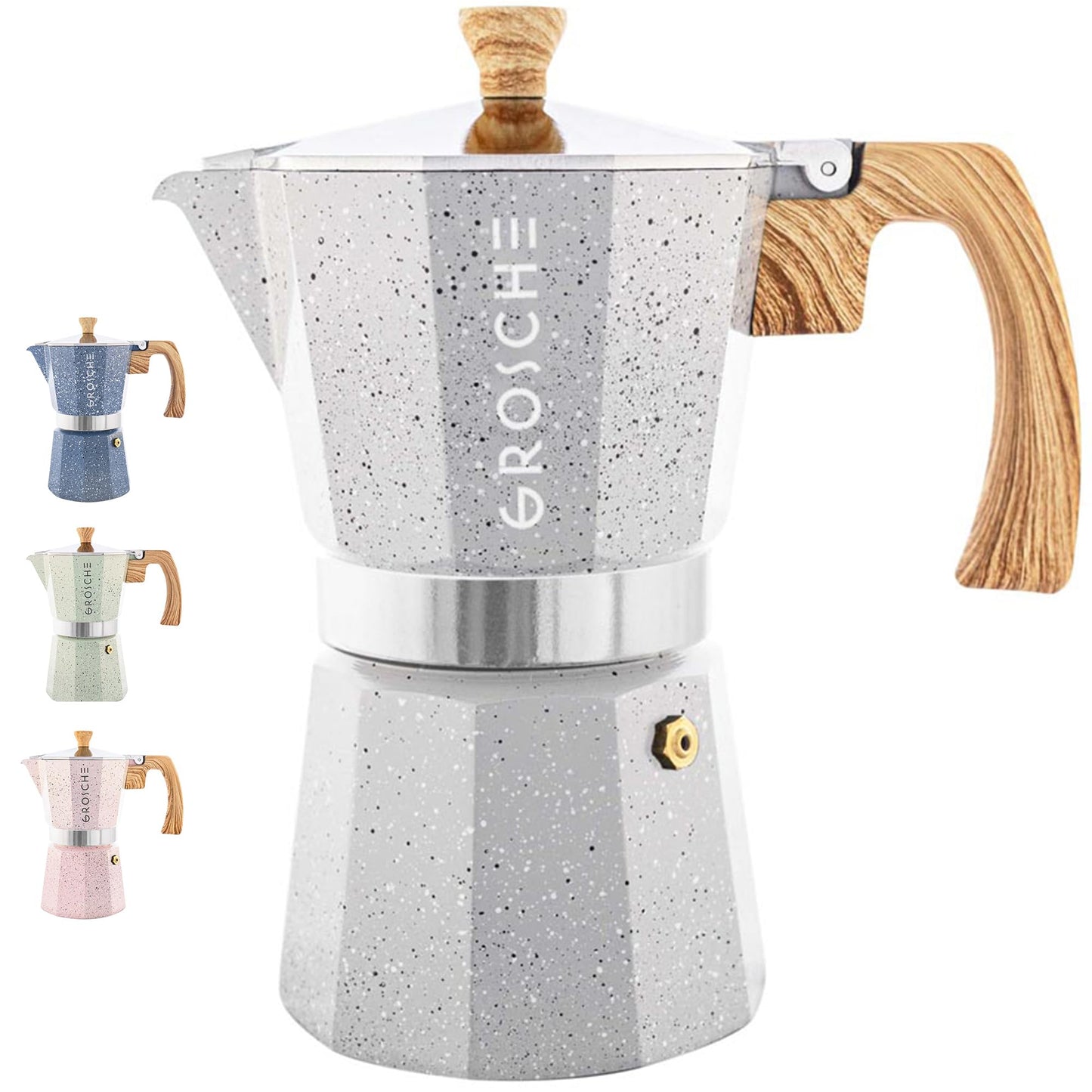 GROSCHE Milano Stovetop Espresso Maker Moka Pot 6 espresso Cup, 9.3 oz Blue