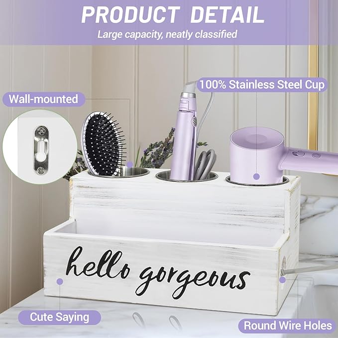 UNISTYLE Hair Dryer Holder Countertop Hair Tool Blow Dryer Holder, Hair Accessories Organizer for Bathroom Decor Supplies Storage and Vanity Caddy for Styling Accessories