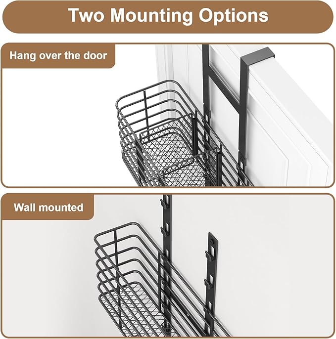 5-Tier Over The Door Organizer Bathroom - Hair Dryer Holder - Hair Tool Organizer Adjustable Height, DIY Bathroom Storage Shelf Wall Mounted for Flat/Curling Irons, Straighteners, Skincare