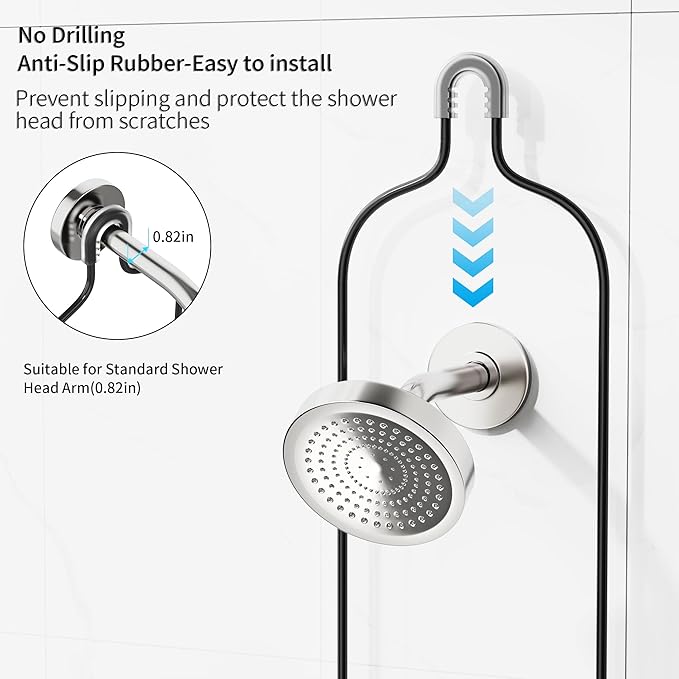 Shower Caddy Hanging, Anti-Swing Over Head Shower Caddy, Rustproof Bathroom Organizer with Soap Holder & Hooks
