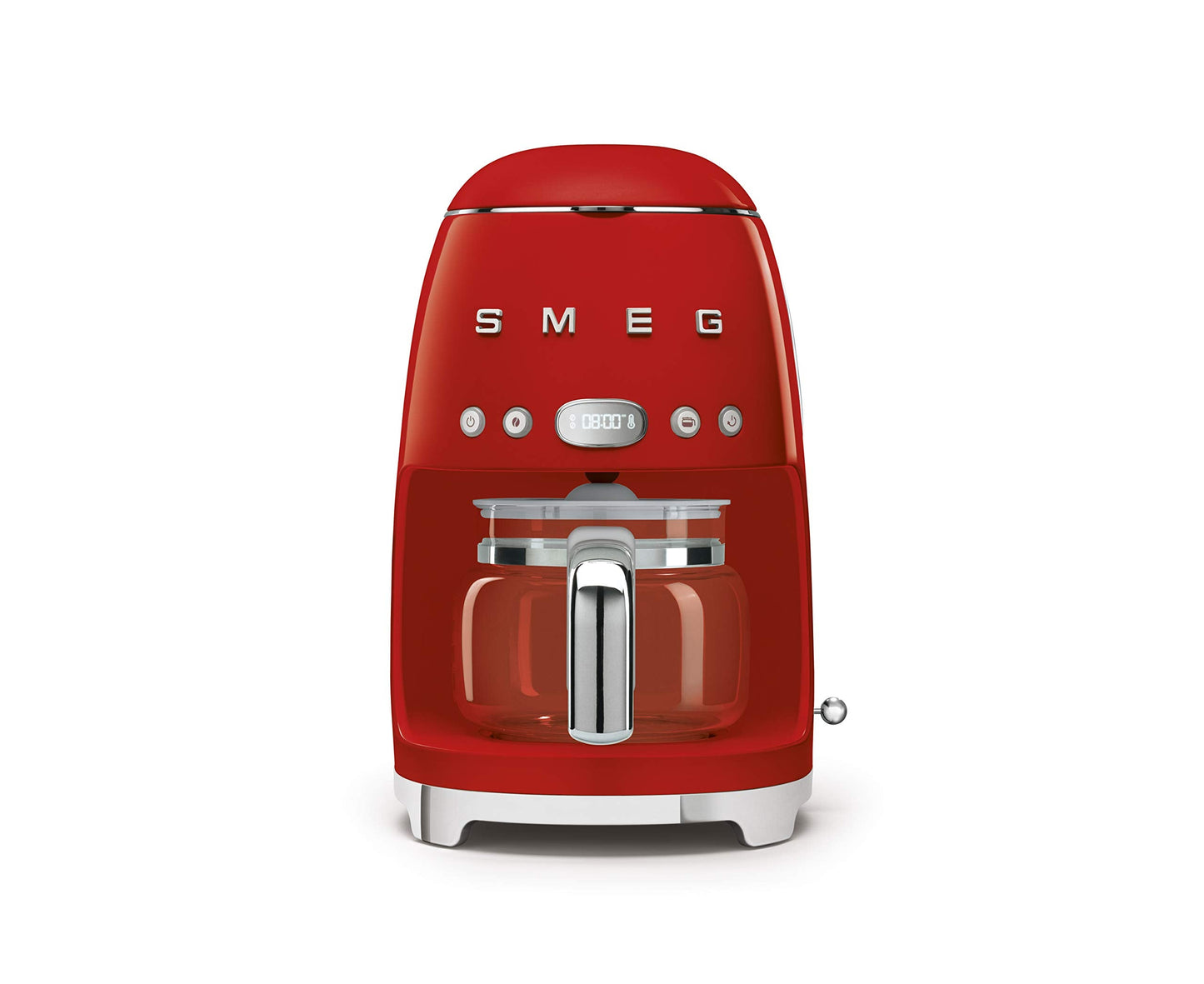 Smeg 50's Retro Style Aesthetic Drip Coffee Machine with 10 Cup Glass Carafe, Auto Start Feature, Keep Warm Plate, and Two Coffee Strength Settings (Grey)