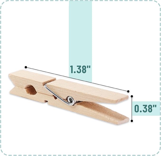 Mr. Pen- Wooden Clothes Pins, Natural Wood, 132 pcs, 1.4 Inch, Mini Clothes Pins for Hanging Pictures, Small Clothes Pins Wood, Clothing Pins, Mini Clothespins for Photos, Small Clothes Pin