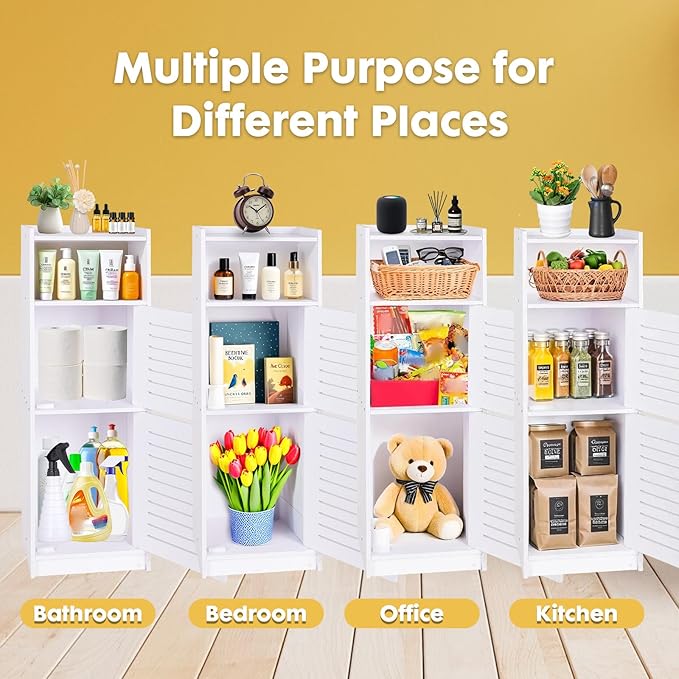 ShellKingdom Toilet Paper Holder Stand, Small and Slim Bathroom Storage Cabinet for Bathroom Small Spaces, 29.1 x 9.5 x 7.9 inch