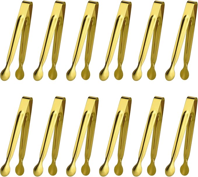 Small Serving Tongs,Ice Tongs,Sugar Tongs,Kitchen Tiny Tongs for Appetizers,12 PCS(6 Inch)