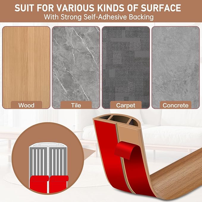 Floor Cord Cover Self Adhesive Cord Hider Floor Extension Cord Covers