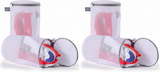 Kimmama Shoe Washing Machine Bag, Shoe Bag for Washing Machine, Mesh Laundry Bags for Sneakers, Footwear, Trainers, Slippers, Honeycomb Net, Grey Zipper, 7x15" (Pack of 2)
