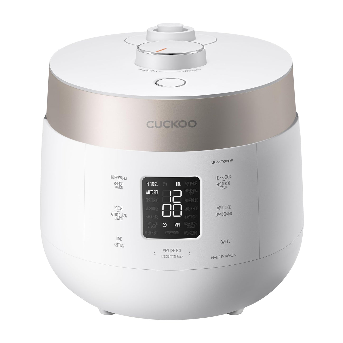 CUCKOO Twin Pressure Rice Cooker, 12-Cup Cooked, White, CRP-ST0609FW