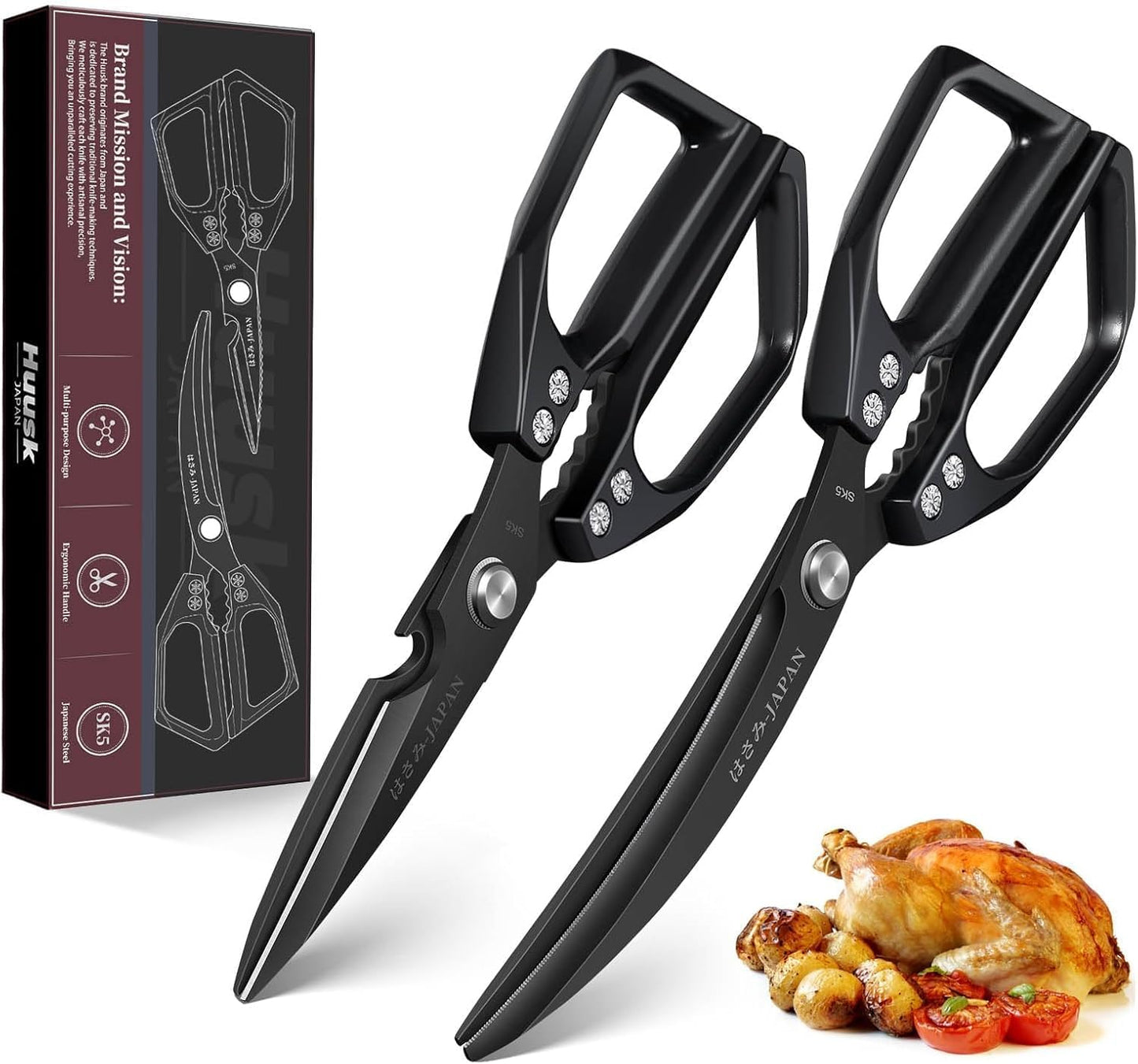 Huusk Kitchen Scissors for Food - Heavy Duty Kitchen Shears all Purpose
