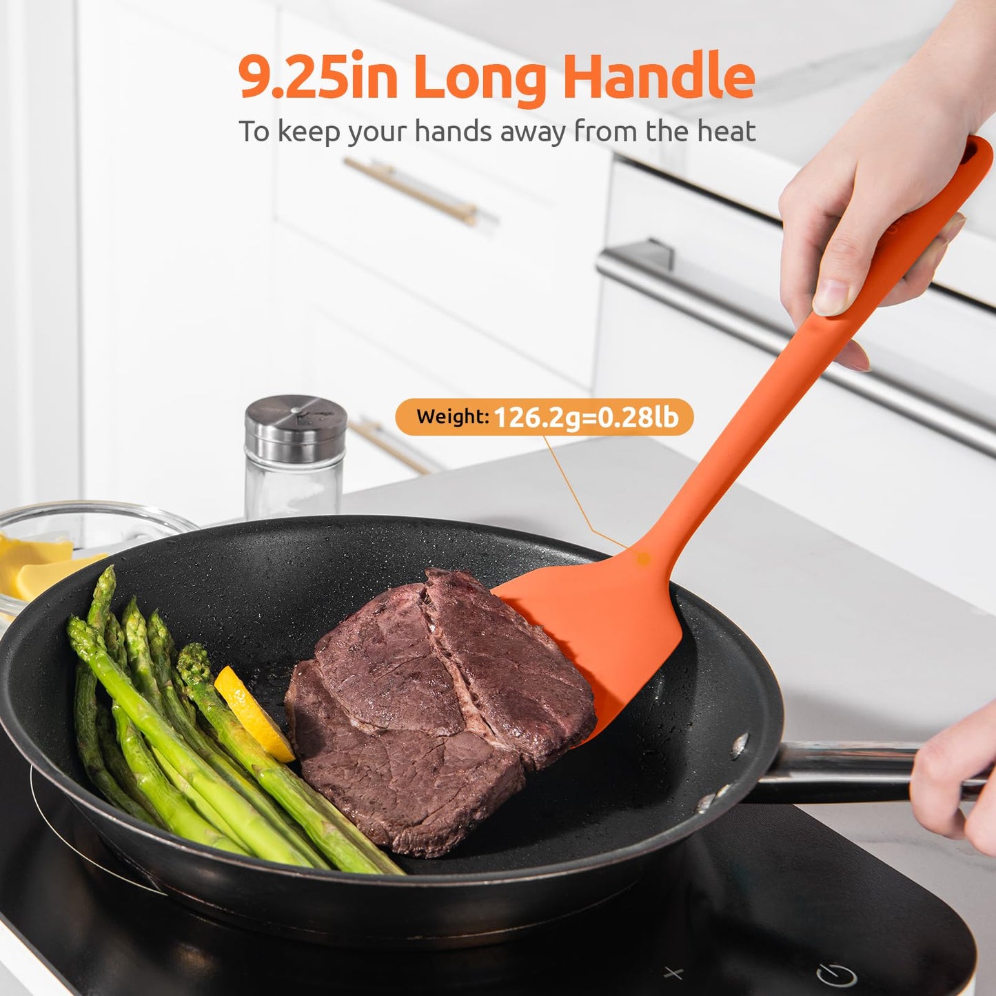 U-Taste Silicone Turner Cooking Spatula, 13.6" Long/3.7" Wide, Purple