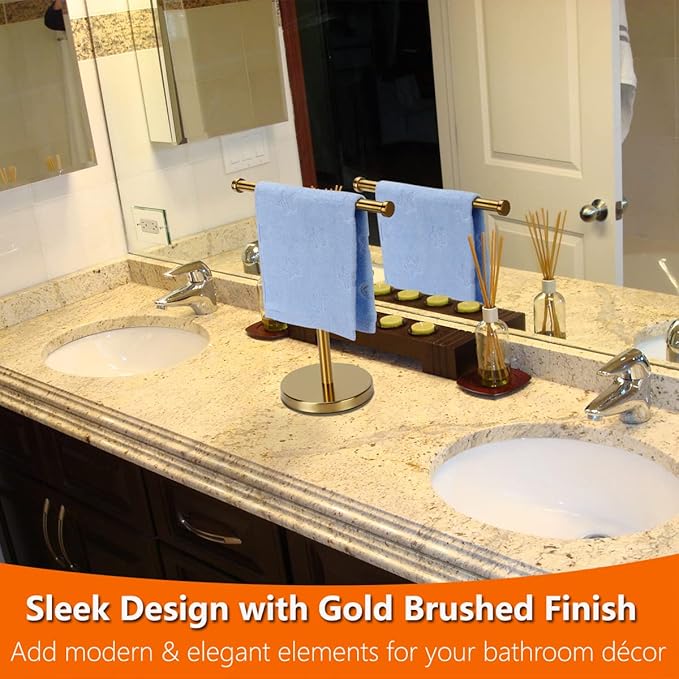 Gold Towel Rack Hand Towel Stand, Bathroom Towel Holder Stand SUS304 Stainless Steel (Gold)