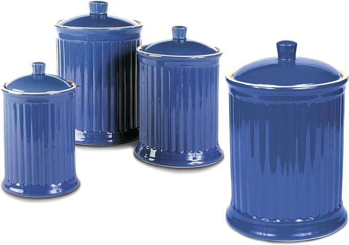 Omniware Simsbury Canister, Set of 4 - Silicone Seal, Ceramic (Turquoise)