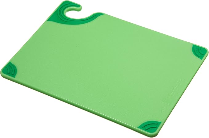 San Jamar Saf-T-Grip Cutting Board With Molded-In Ruler, Plastic Chopping Board for Kitchen, 9" x 12" x 0.35", 6 Count, Green
