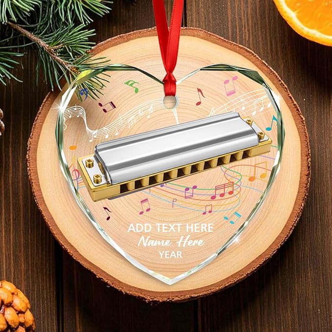 Personalized Drum Musical Instrument Glass Ornament, Customized Year Text Name Christmas Ornaments Gift for Drummer Husband Wife Dad Mom Kids, Unique Drum Set Glass Christmas Ornament for Birthday