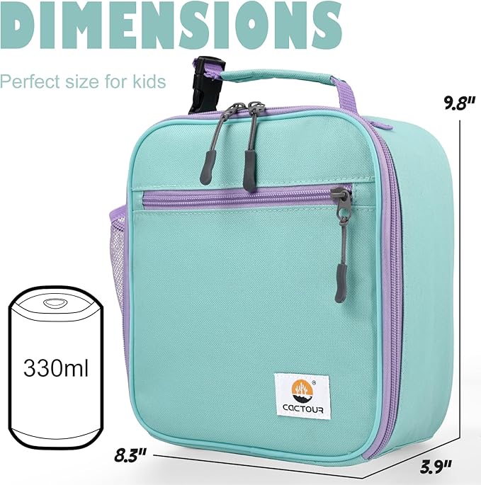 Lunch Box Kids,2 Packs Insulated Lunch Bag for Girls Boys,Soft Bag Mini Cooler Back to School Thermal Reusable Lunch Bag for Work School Picnic（Light Green & Pink
