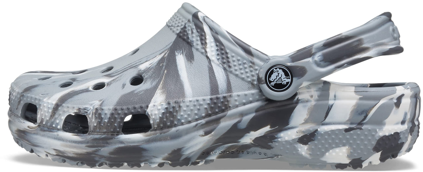 Crocs Classic Marbled Tie-Dye Clog Light Grey/Multi Men's 2, Women's 4 Medium