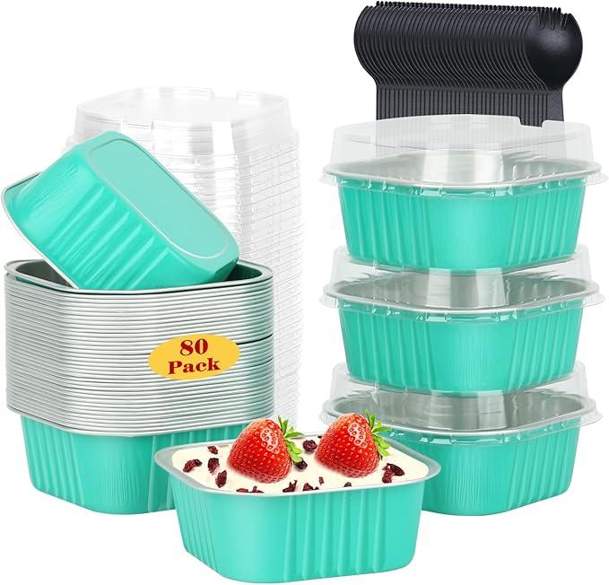 LNYZQUS 5oz Mini Cake Pans with Lids, Individual Brownie Tins 120 Pack