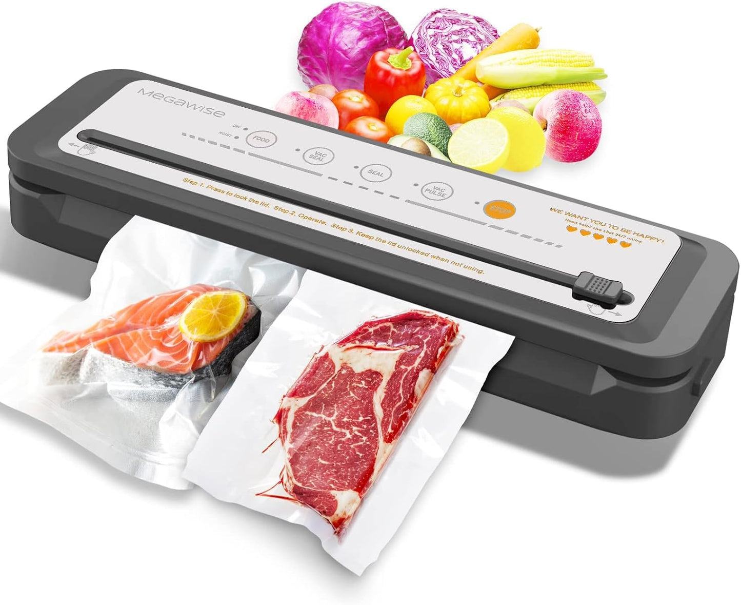 MegaWise Vacuum Sealer Machine | 80kPa Suction Power | Vac Seal Machine