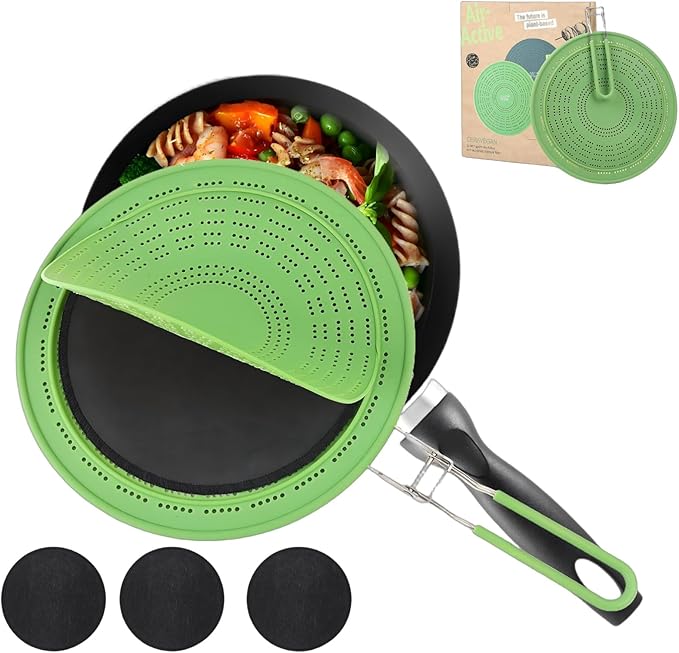 Silicone Splatter Screen for Frying Pan 13 Inch - Grease Splatter Guard with Foldable Handle, Dishwasher Safe & Never Rusts, Fits Most Pans for Stove Top & Bacon Cooking
