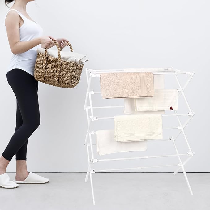 2026 Enhanced Clothes Drying Rack | Foldable Drying Rack Clothing for Laundry | Small Collapsible Portable Dryers for Laundry | Use for Indoor & Outdoor | White 37.5"x29"x12"