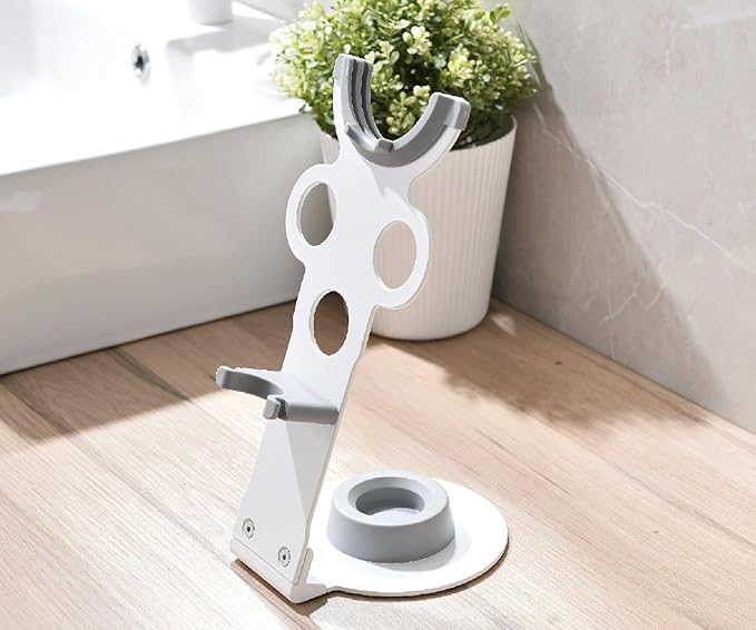 Hair Dryer Holder Stand for Dyson Hair Dryer, Upgraded Dyson Hair Dryer Holder Dyson Hair Dryer Stand White to Store 5 Dyson Hair Dryer Attachments with Cable Hook