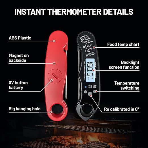 𝟮𝟬𝟮𝟲 𝙐𝙥𝙜𝙧𝙖𝙙𝙚𝙙 Instant Read Digital Meat Thermometer by puxyblue - 2 Pack Waterproof & Super Fast Food Thermometer Widely Used for Indoor & Outdoor Cook, Grill, Bake, BBQ, Candy Making